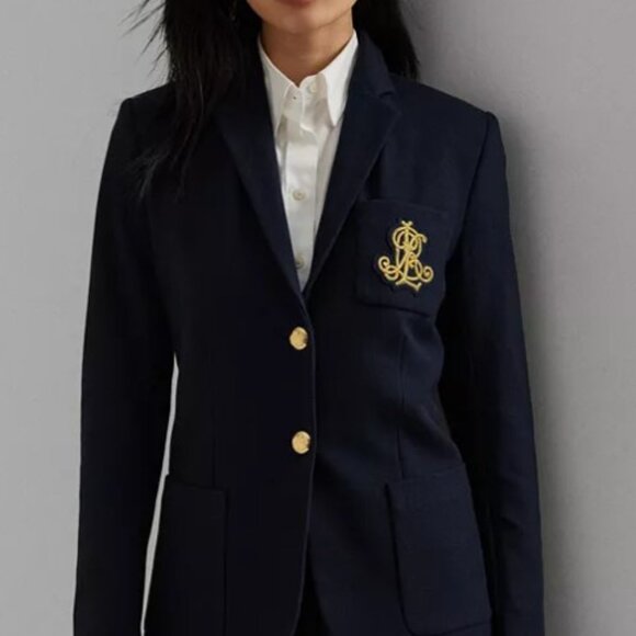 NWOT Lauren Ralph Lauren Petite Bullion Jacquard Blazer, Pettie Small (PS) Navy - Picture 3 of 7